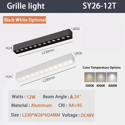 6MM Ultra Slim Magnetic Track Light Surface Mounted Ceiling Rail DC48V Modern LED Lamp Black White Magnet Rail Lamp Spotlight