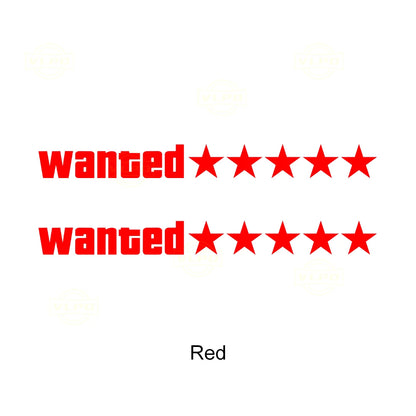 2pcs Motorcycle Glow Stickers Wanted 5 Stars Waterproof Decal for Motorbike Front Fairing Tail Box Side Boxes Decor Accessories