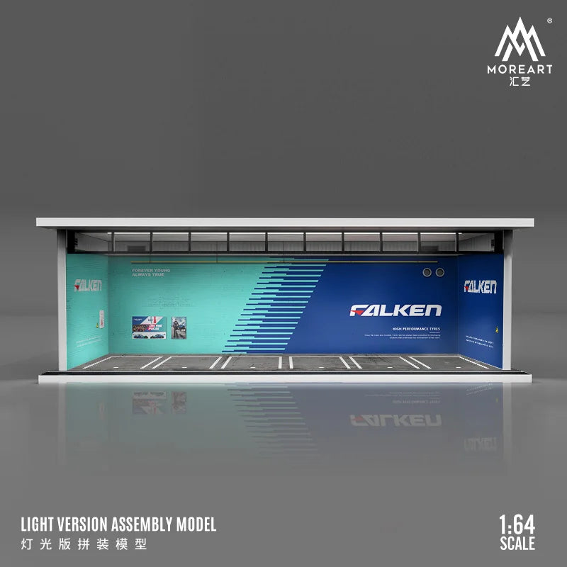 MoreArt 1:64 HKS/Advan/Spoon/Falken Painting Parking Lot Diorama, Light Diorama For Gift&Diaplay&Collectioin