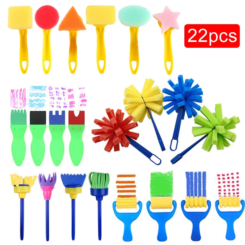 Painting Sponge Roller Brush Kits Children Drawing Toys Graffiti DIY Tool Early Education Toy Parent-child Interaction Toy TMZ