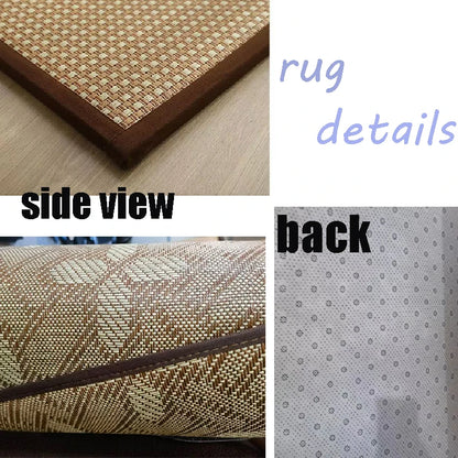 Rattan Summer Cooling Floor Mat Woven Tatami Carpet Bedside Rugs for Bedroom Living Room Bay Window Coffee Table Area Rugs Decor