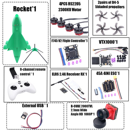 B-CUBE Rocket 5inch FPV Drone Frame Kit Carbon Fiber Racing Drone Quadcopter Freestyle INAV Beatflight F722 Ardupilot Flight