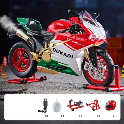 Key Start 1:9 1199 Panigale Alloy Racing Motorcycle Model Diecast Track Sports Motorcycle Model With Spray Sound Light Kids Toys