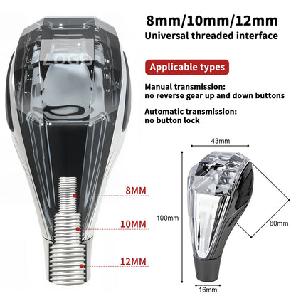 Crystal Shift Knob LED Seven Colors Suitable for 8-10-12MM Diameter 5-Speed/6-Speed Suitable for Toyota/Lexus/Mitsubishi/Honda