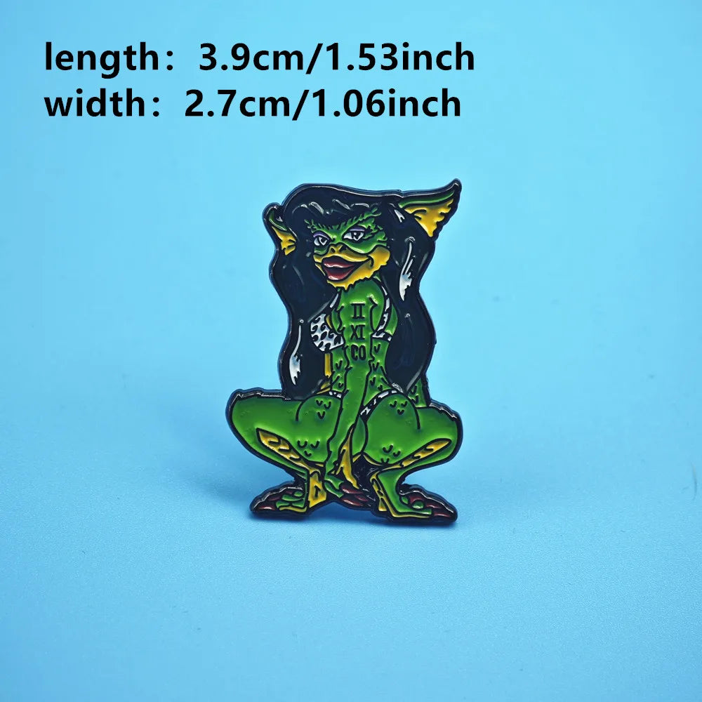 Sexy Greta Femme Enamel Pins 80s Horror Movie Gremlin Metal Brooch Cartoon Anime Badge Fashion Jewellery Backpack Accessory Gift