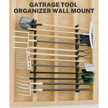 8/12th Floor Garage Tool Rack Wall Mounted, Shed Wall Organization Rack, Horizontal Tool Rack, Shovel and Rake