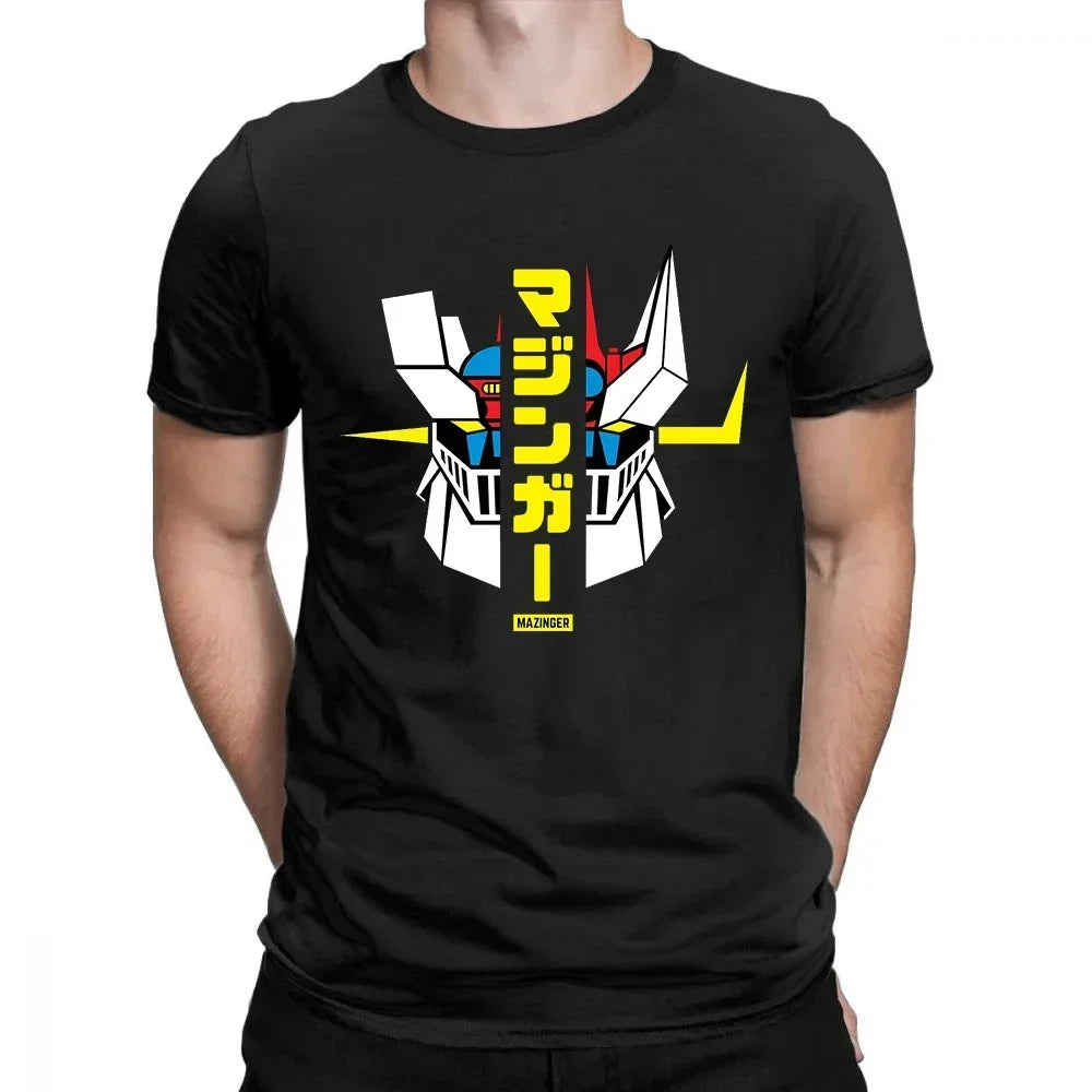 Cool mazinger z anime movie robot streetwear graphic print t-shirt fashion casual Tee Tops