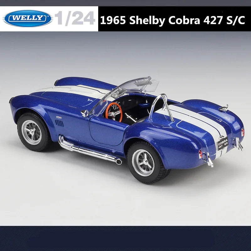 WELLY 1:24 1965 Shelby Cobra 427 S/C Alloy Sports Car Model Diecast Metal Classic Racing Car Vehicles Model Simulation Kids Gift