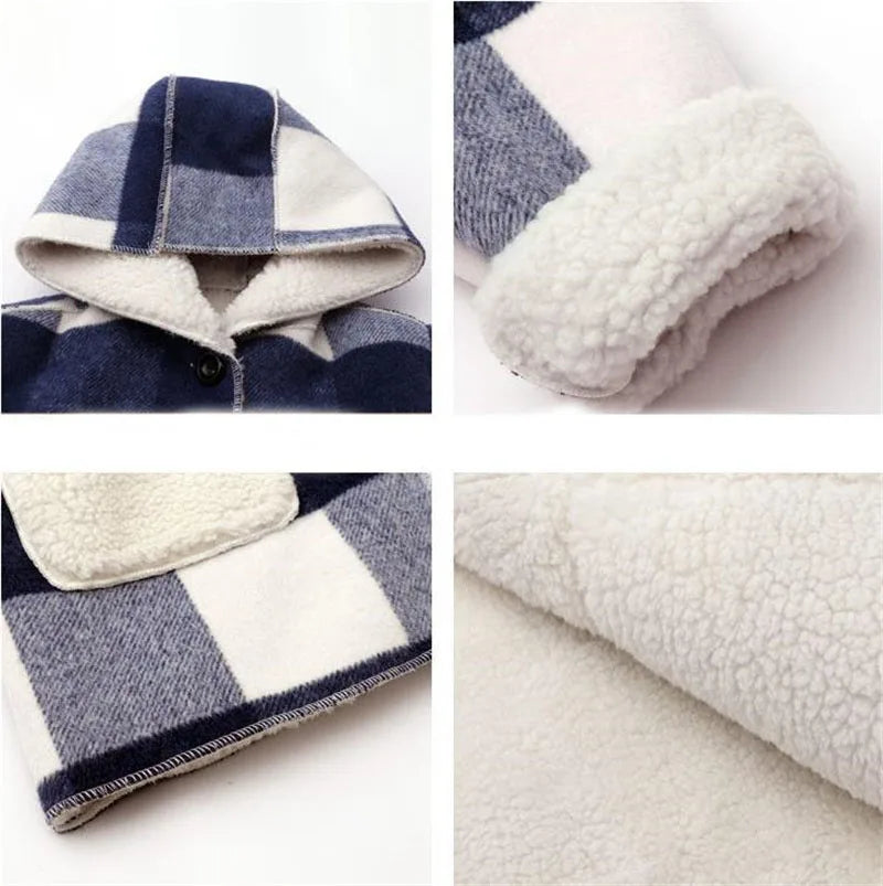 Winter Girls Lamb Fleece Coat Warm Hooded Outerwear Fashion Woolen Long Coat Children Clothing Teeange Girls Jackets 4-12Y