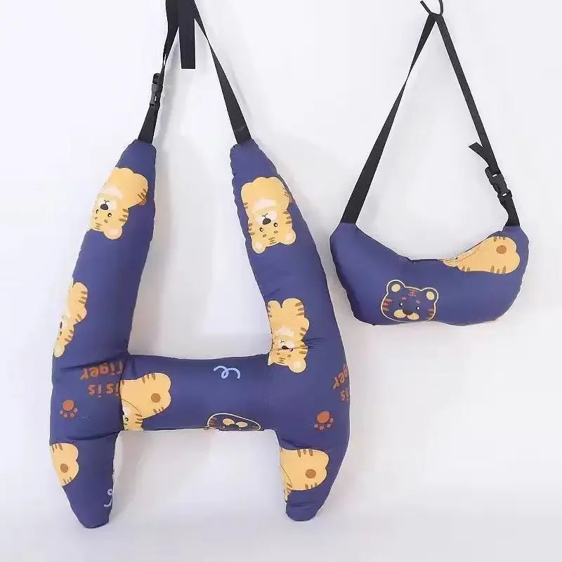 2-Pack Adorable Ultra-Soft Car Seat Pillows with Secure Belt - Ensures Peaceful Restful Naps on the Go - Enhanced Safety