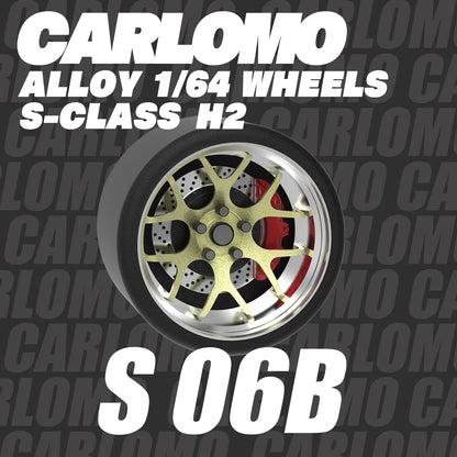 Carlomo S-Class Brand New 1/64 Alloy Wheels Rubber Tires with Brake Disc Assembly Rims for Model Diecast Car for model cars