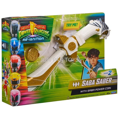 Original Mighty Morphin Power Rangers Re-Ignition Saba Saber Mask Coin Blade Blaster Dragon Knife Sound Effects Kid Roleplay Toy