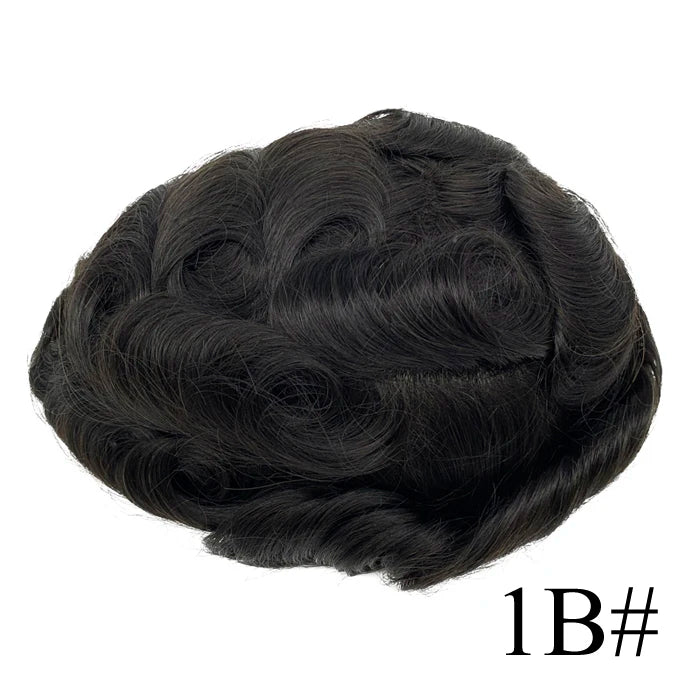 0.08mm Thickness PU Poly Base Double Knotted Toupee Human Hair Durable Time Long Lifespan Men's Capillary Prothesis