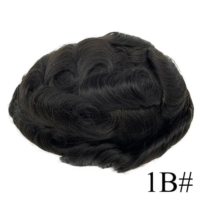 0.08mm Thickness PU Poly Base Double Knotted Toupee Human Hair Durable Time Long Lifespan Men's Capillary Prothesis