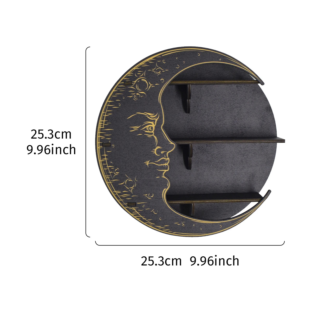 1PC,Ramadan (رمضان) simple wooden circular moon decorative nail wall display rack, DIY assembled Floating Shelf/Shelves