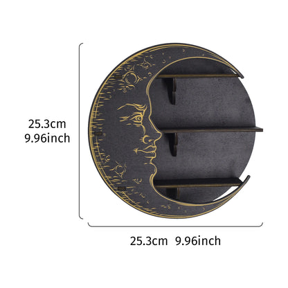 1PC,Ramadan (رمضان) simple wooden circular moon decorative nail wall display rack, DIY assembled Floating Shelf/Shelves