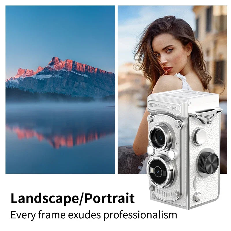 Retro Camera Dual Lens Design Infrared Night Vision Function Manual Joystick Operation HD Mini Camera Portable Nostalgic Camera
