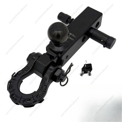 New Extended Off-Road Trailer Hitch with Ball Mount, Universal Square Receiver, High-Strength Solid Tow Hook