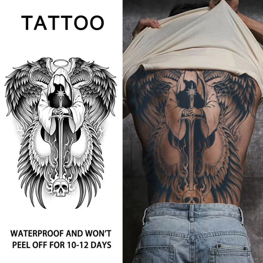 Judgment Angel Waterproof Temporary Tattoo Sticker, Long-lasting Waterproof for 1-2 Weeks, Realistic Semi-Permanent Fake Tattoo