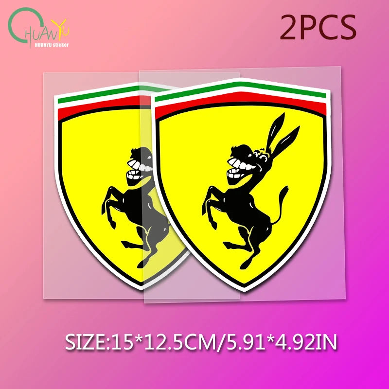 Car Sticker Donkey Pattern Reflective Self-adhesive Decal Decoration Shield Stickers Replacement for Ferrari