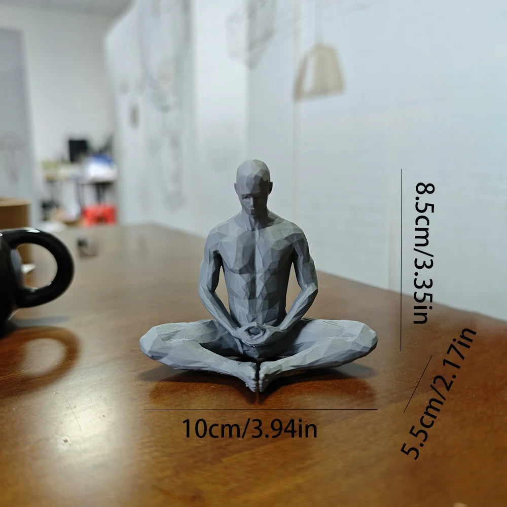 Modern Minimalist Geometric Polygon Seated Figure Sculpture Zen Meditation Desktop Decoration 3D Printed Art Home Decor