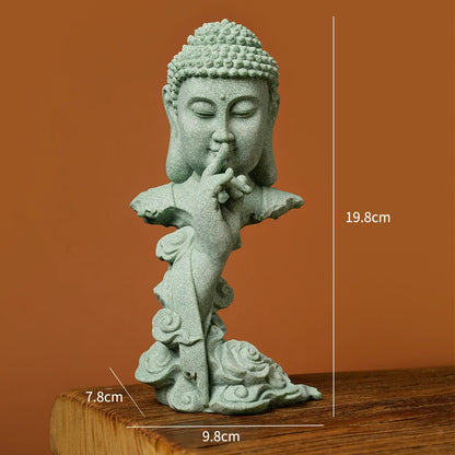 Buddhist Statue Desktop Decoration Tablescape Decoration Home Zen Statue Green Sandstone