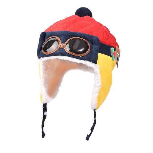 Winter Baby Ear Protection Hat Kids Cartoon Pilot's Hat Korean Version Classic Autumn Winter Boy Girl Baby Ear Protective Hat