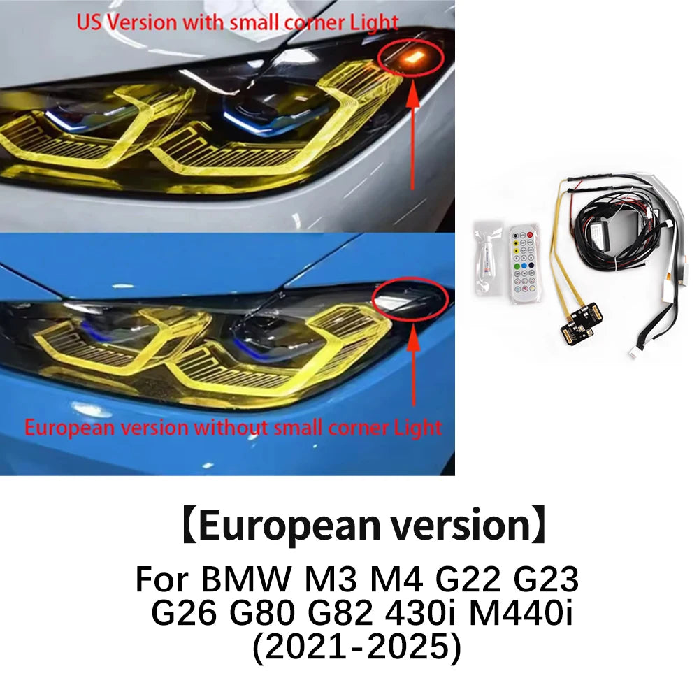 For BMW M3 M4 G80 G82 Laser Headlight Upgrade Set with RGB DRL APP Control LED Module Perfect Fit for G22 G23 G26 2021 2025