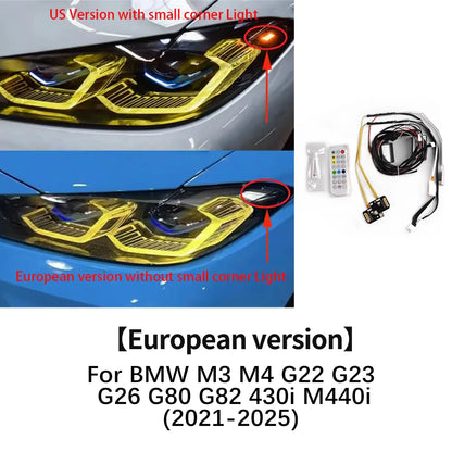 For BMW M3 M4 G80 G82 Laser Headlight Upgrade Set with RGB DRL APP Control LED Module Perfect Fit for G22 G23 G26 2021 2025