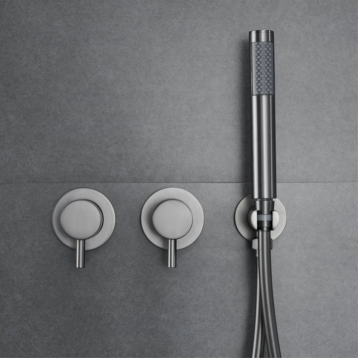 AITANA Minimalist Bathroom Brushed Nickel Shower System Wall-Mounted Modern Embedded Dual Function Rainfall And Handheld Brass