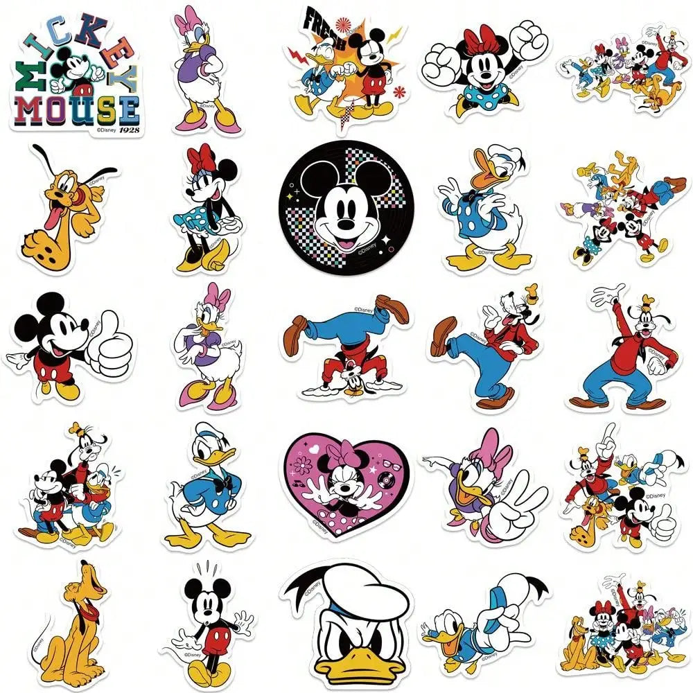 50PCS Disney Mickey Mouse Officially Licensed Vinyl Stickers Friends Waterproof Cartoon Gifts for Water Bottles Laptop Bumper