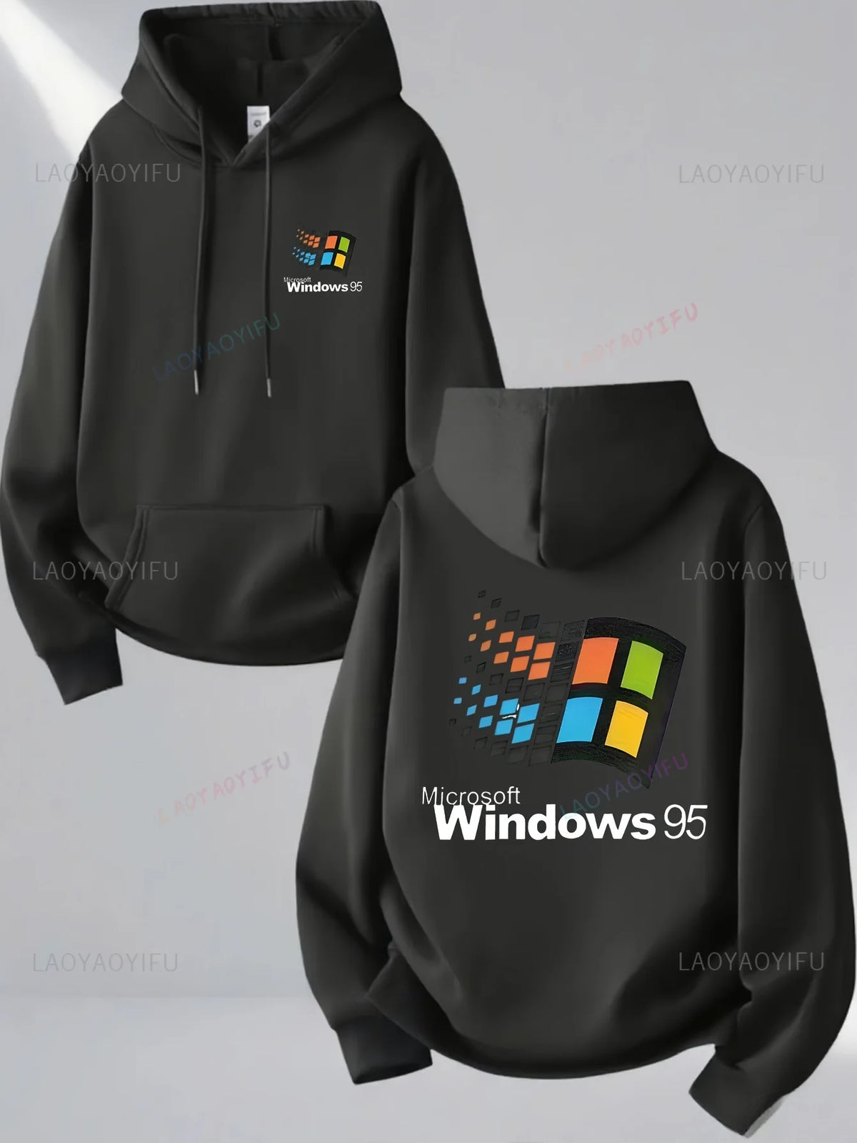Windows 95 Graphic Vintage for Tech Enthusiasts Casual Streetwear Outfit Print Soft Material Pullover Pattern  Hoodie Unisex Top