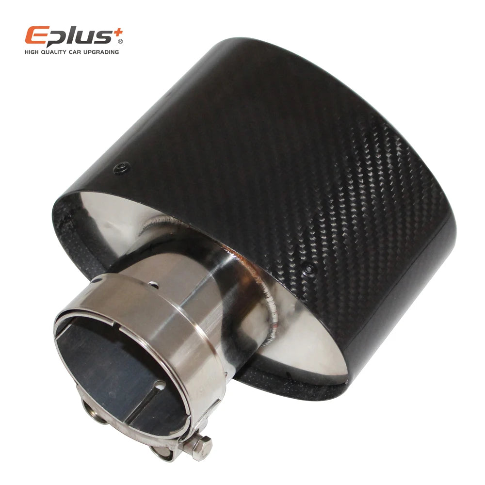 Oval Gloss Carbon Fiber Universal Car Mufflers Tip Exhaust Pipe Nozzle Decoration stainless steel Black silvery Tilting Left Rig