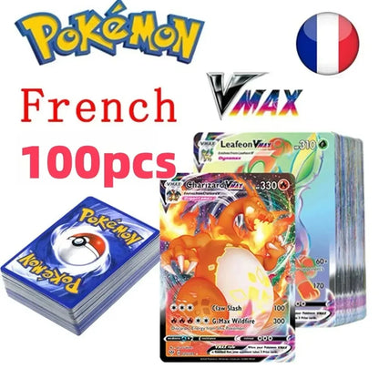 100Pcs Pokémon GX Vmax Rainbow Rare Trading Cards English French Spain Holographic Shiny Battle Game Cards Collectible Toy Gift·