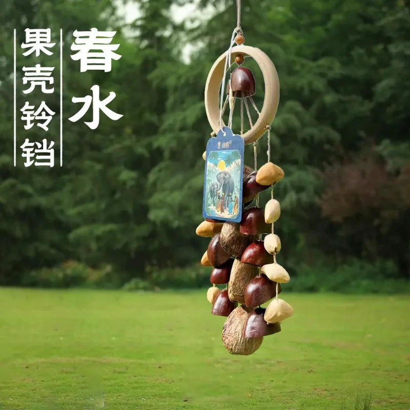 Indonesia Natural Plant Shell Bell Pendant Sound Therapy Meditation Hand Ringing Bells Plant Fruit Wind Chimes Pendant
