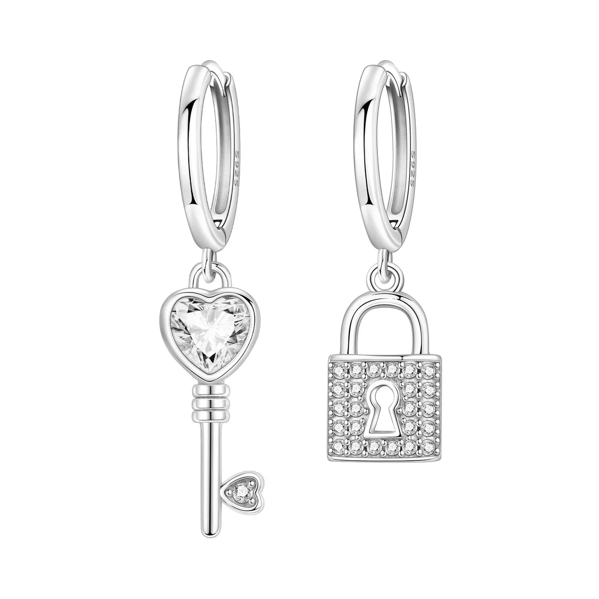 Orstarry 925 Sterling Silver Asymmetric Design Earring Key Lock Earrings Drop Earrings For Women Party Gifts Trendy Jewelry