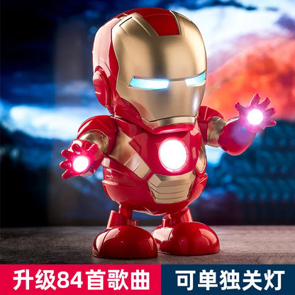 Marvel Iron Man LED Light Action Figure - Singing Dance Spiderman Robot Model Avengers Super Hero Doll for Kids Christmas Gift