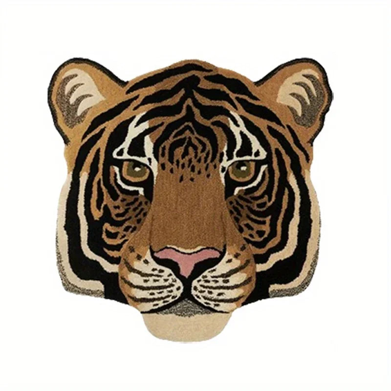 Tiger Head Pattern Carpets for Living Room Home Plush Study Animal Rug Fluffy Soft Bedside Mat Light Luxury Bedroom Decor Carpet