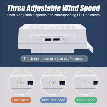 LED Cooling Fan Atmosphere Light 3 Gears Adjustable 5V 2.4A Console Fan 7 Lighting Modes Gaming Accessories For Xbox Series S
