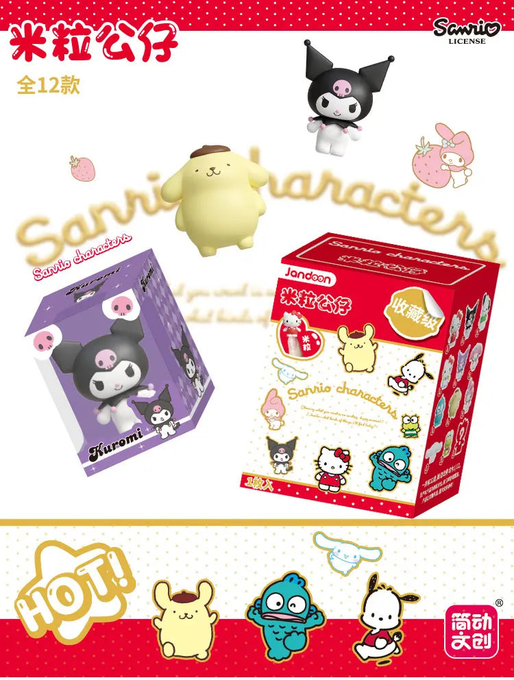 Jandoon Original Sanrio Hello Kitty Blind Box Doll Melody Kuromi Cinnamoroll Pochacco Keroppi Mini Action Figures Model Toy Gift