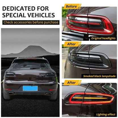 For Porsche Macan 2014-2017 ABS Smoke Black Car Rear Light Hoods Cover Trim Tail Lamp Rear Turn Signal Sticker Auto Accessories