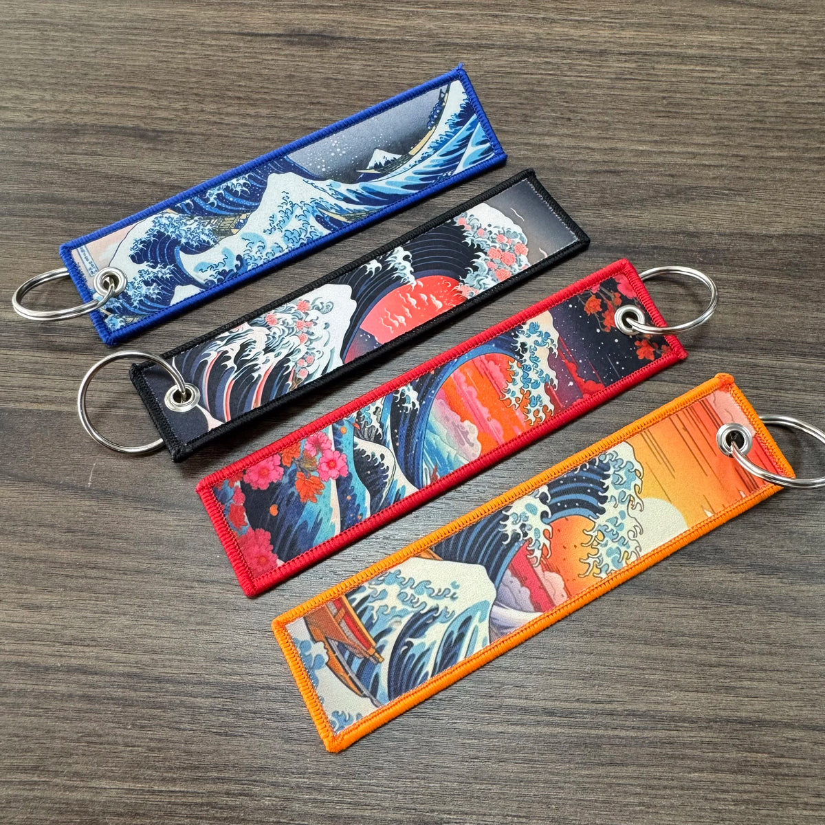 JDM Modification Culture Keychain Hokkaido waves Keyring Strip Cloth Car Motorcycle Key Chain Holder Backpack Pendant Accessory