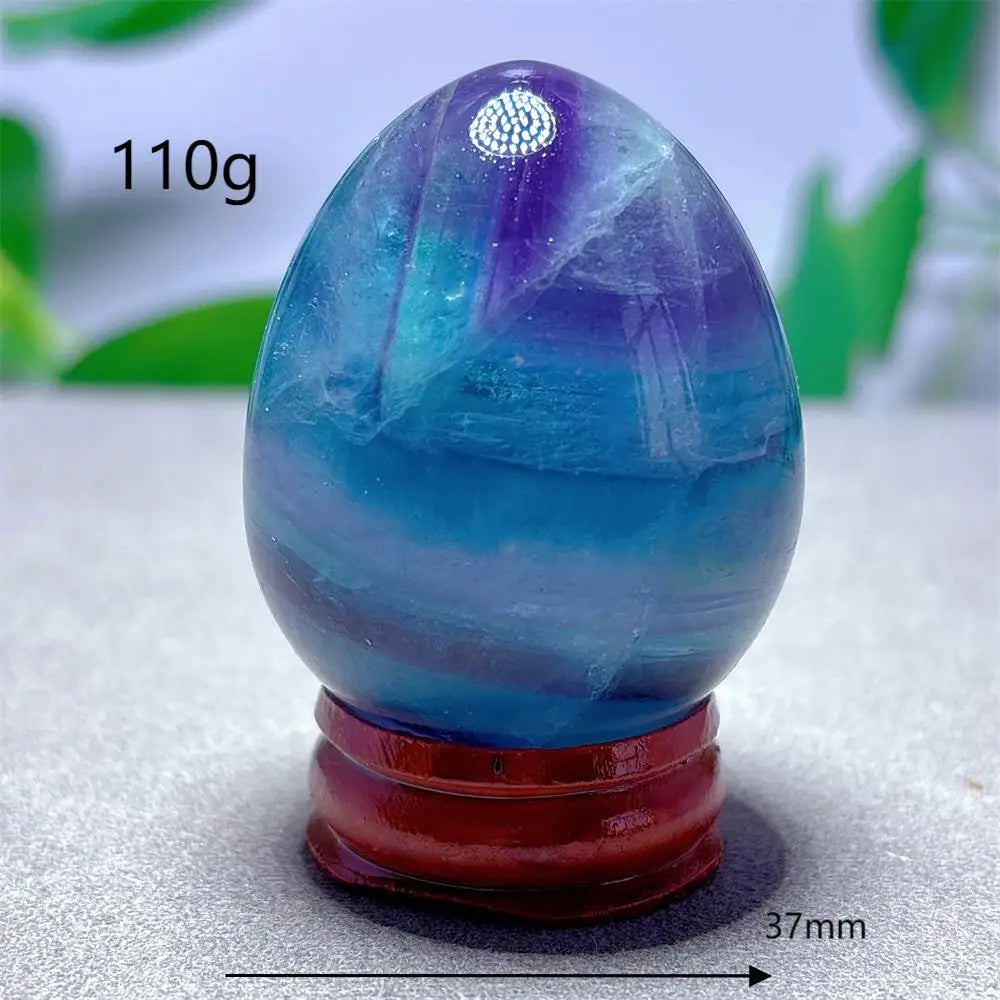 Rainbow Fluorite Egg Crystal Natural Stone Quartz Minerals Home Decoritems Reiki Gifts Energy Healing Luck Love Garden +Stand