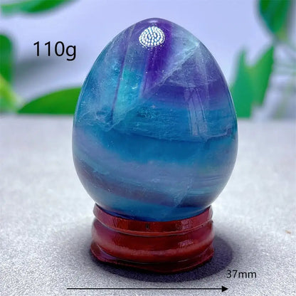 Rainbow Fluorite Egg Crystal Natural Stone Quartz Minerals Home Decoritems Reiki Gifts Energy Healing Luck Love Garden +Stand