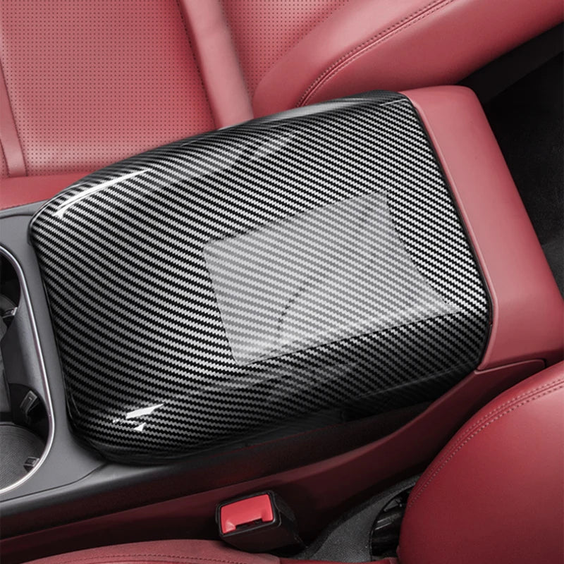For Porsche Cayenne 2011-2017 2018-2025 Car Center Control Armrest Box Panel Cover ABS Carbon Style Trim Interior Accessories