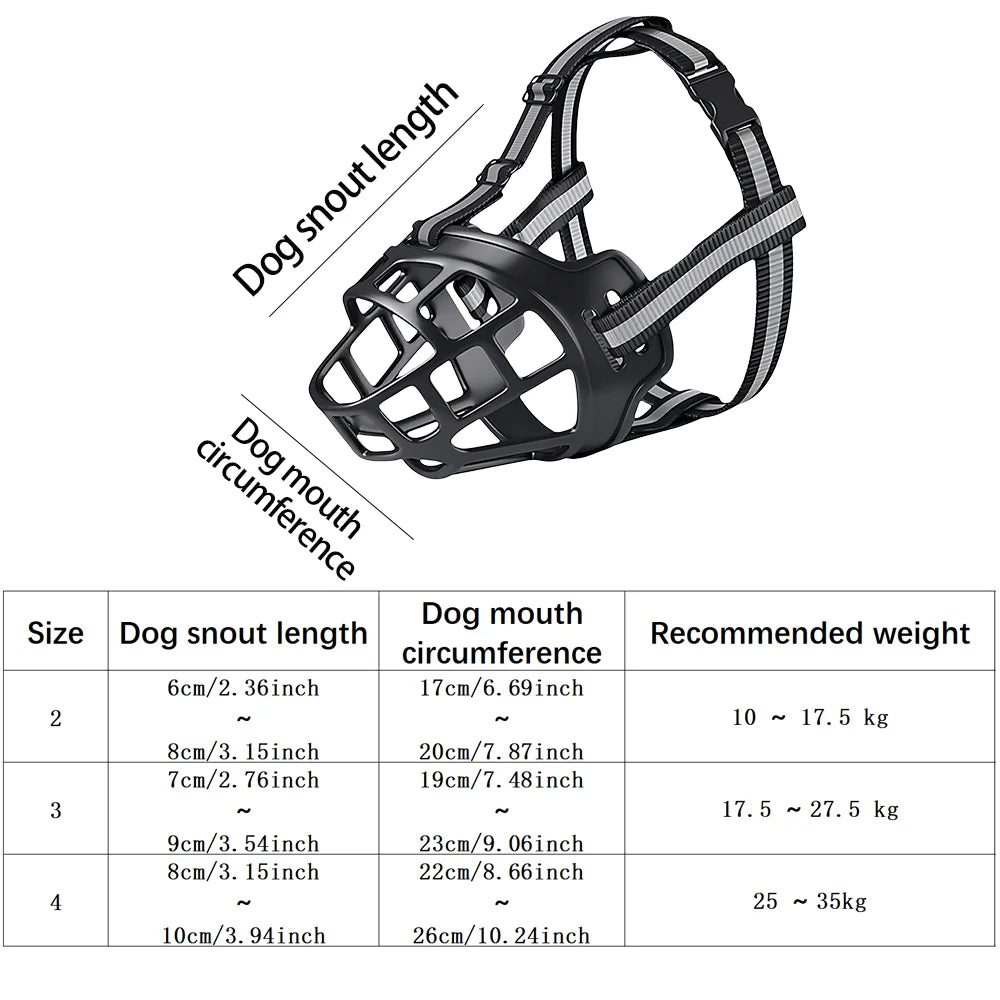 Reflective Dog Muzzle, Pet Anti-Bite Bark Mask for Medium Large Dogs, Pet Dog Bark Stopper, 1PC