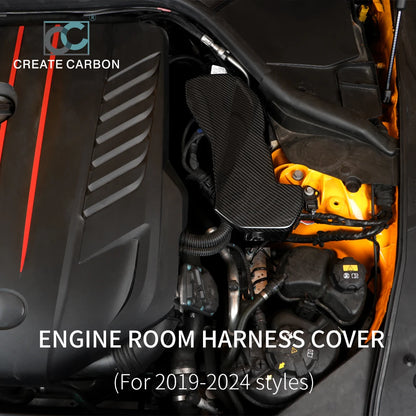 Carbon Fiber Engine Room Wire Protection Cover for Toyota Supra A90 GR MK5 Car Hood Modification Parts Engine Room Harness Cover