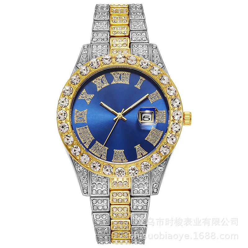 Hot Sale Diamond Watch for Men Luxury Iced Out Watches Calendar Quartz Wristwatches Male Clock Relogio Masculino Drop Shipping