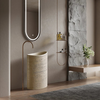 Design Sense Niche Artificial Stone Pillar Basin B & B Clubhouse Wabi Sandy Wind Travertine Integrated Floor-to-Floor Washbasin
