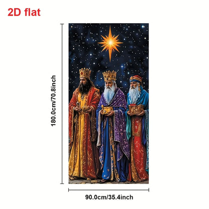 2D Flat 1pc Three Kings Festival Door Hanging Banner Christmas New Year Party Decoration Festive Supplies Polyester Backdrops